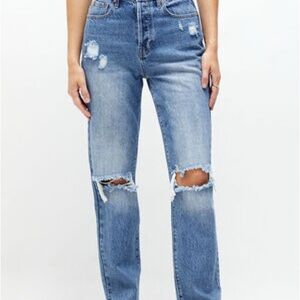 PacSun Blue Dad Jean with Distressed Details